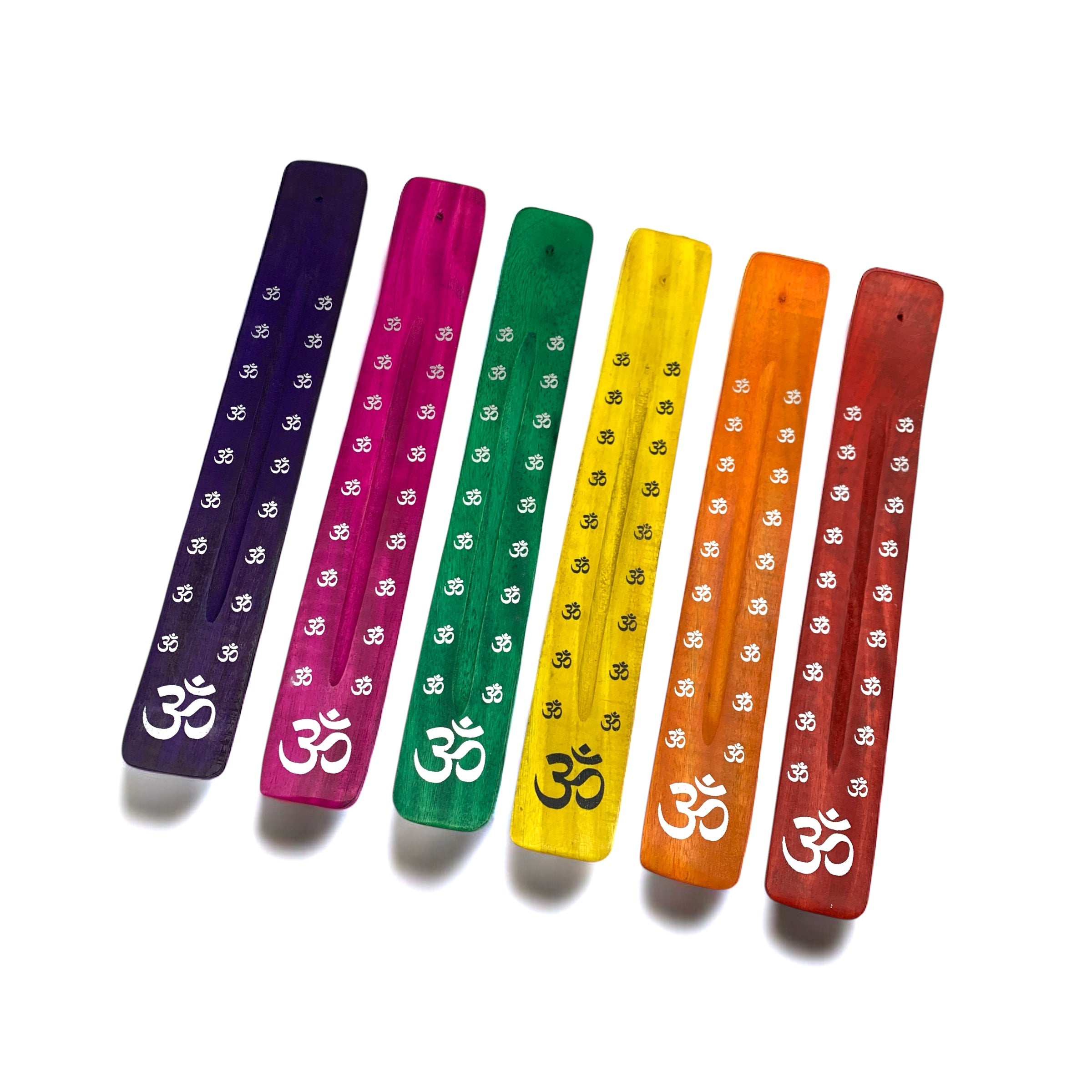 Incense Holder - Wood Om Assorted Colour